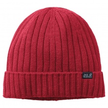 Jack Wolfskin Ribbed Knit Hat (Beanie) Stormlock RIP Knit (windproof, fleece lining) red Men